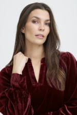 Velúr kjóll - Vínrauður - Image 13