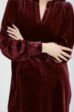 Velúr kjóll - Vínrauður - Image 12