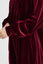 Velúr kjóll - Vínrauður - Image 4
