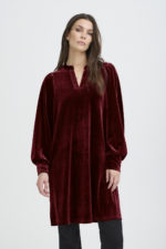 Velúr kjóll - Vínrauður - Image 10