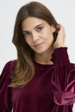 Velúr blússa - Vínrauð - Image 5