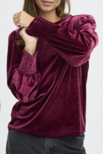 Velúr blússa - Vínrauð - Image 4