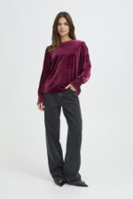 Velúr blússa - Vínrauð - Image 3