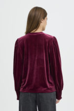 Velúr blússa - Vínrauð - Image 2