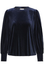 Velúr blússa - Dökk blá - Image 11