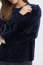 Velúr blússa - Dökk blá - Image 4