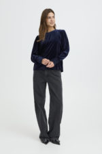 Velúr blússa - Dökk blá - Image 3