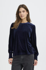 Velúr blússa - Dökk blá