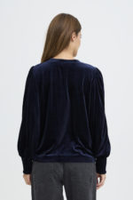 Velúr blússa - Dökk blá - Image 2