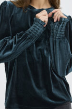 Velúr blússa - Græn - Image 4