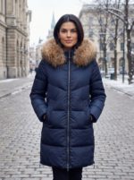 Úlpa (90% dúnn, 10% fjaðrir) - Dökk blá